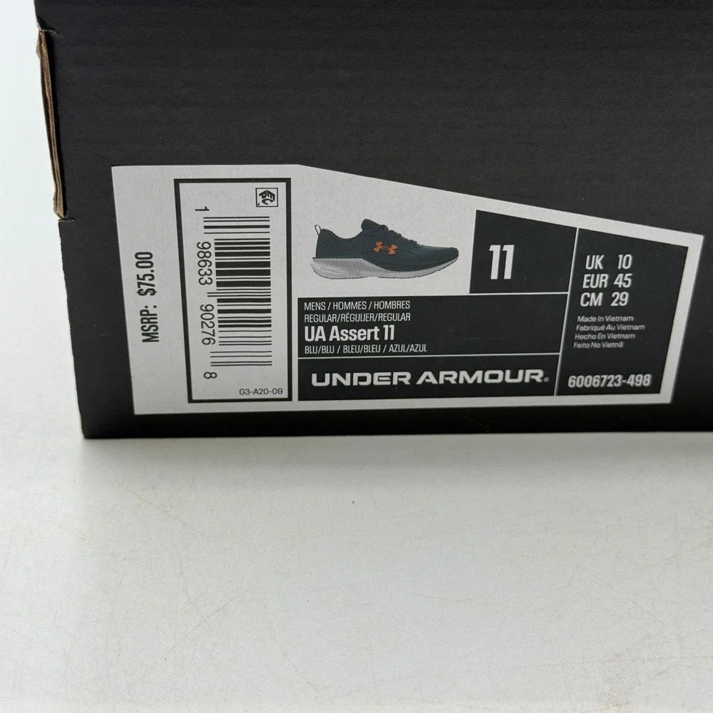 Under Armour UA Assert 11 Shoes Mens Size 11 Blue Orange Running 3027622-401